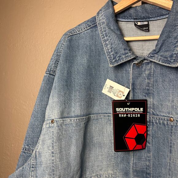 NWT Southpole Embroidered Y2K XL Light Wash Denim Jacket - Picture 4 of 7